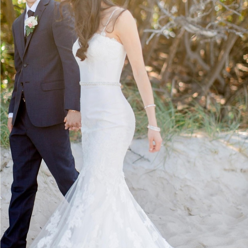 Chic White Lace Strapless (with spaghetti straps added)
